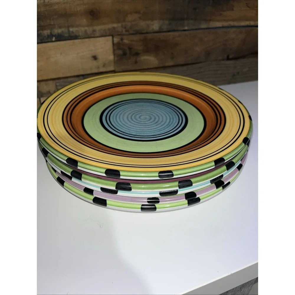 HF Coors Vibrant ACAPULCO DINNERWARE 5 Plates COLORFUL STRIPED Variety Patterns